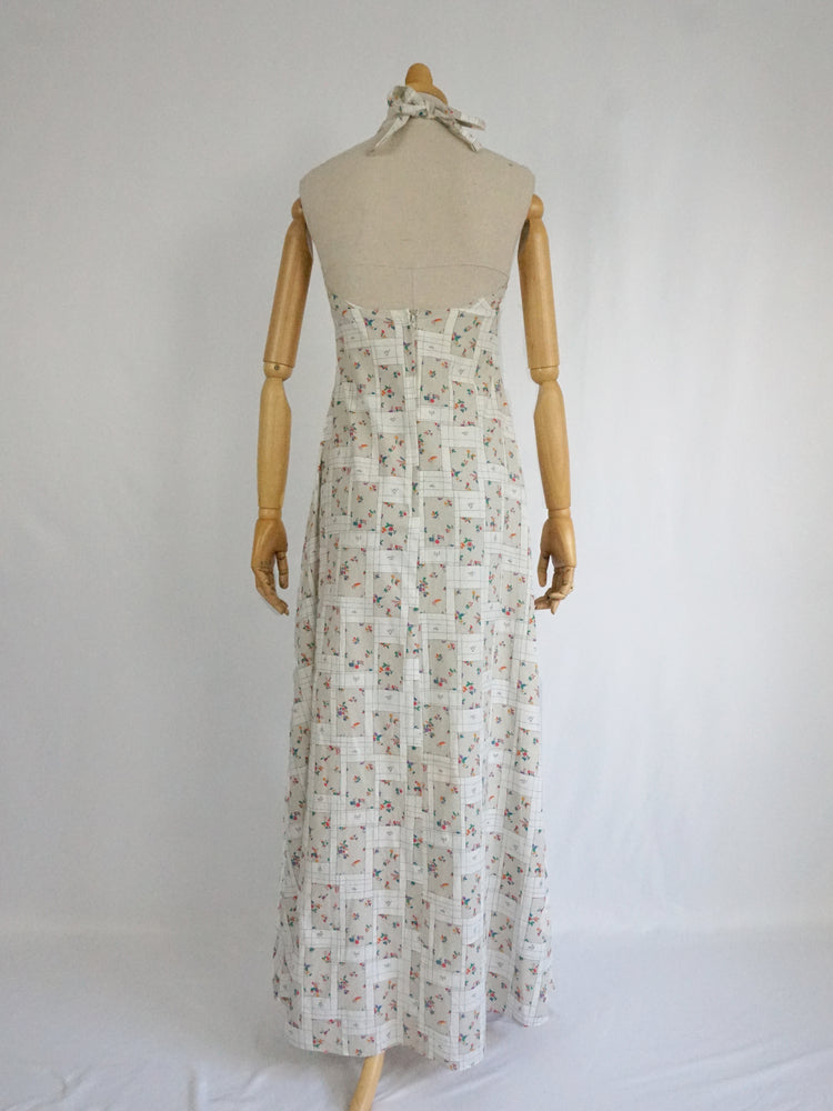 Patchwork Cotton Halterneck Dress - XS