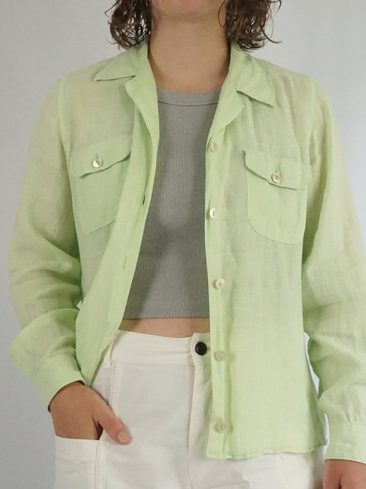 Green Linen Shirt - M
