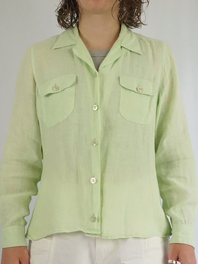 Green Linen Shirt - M