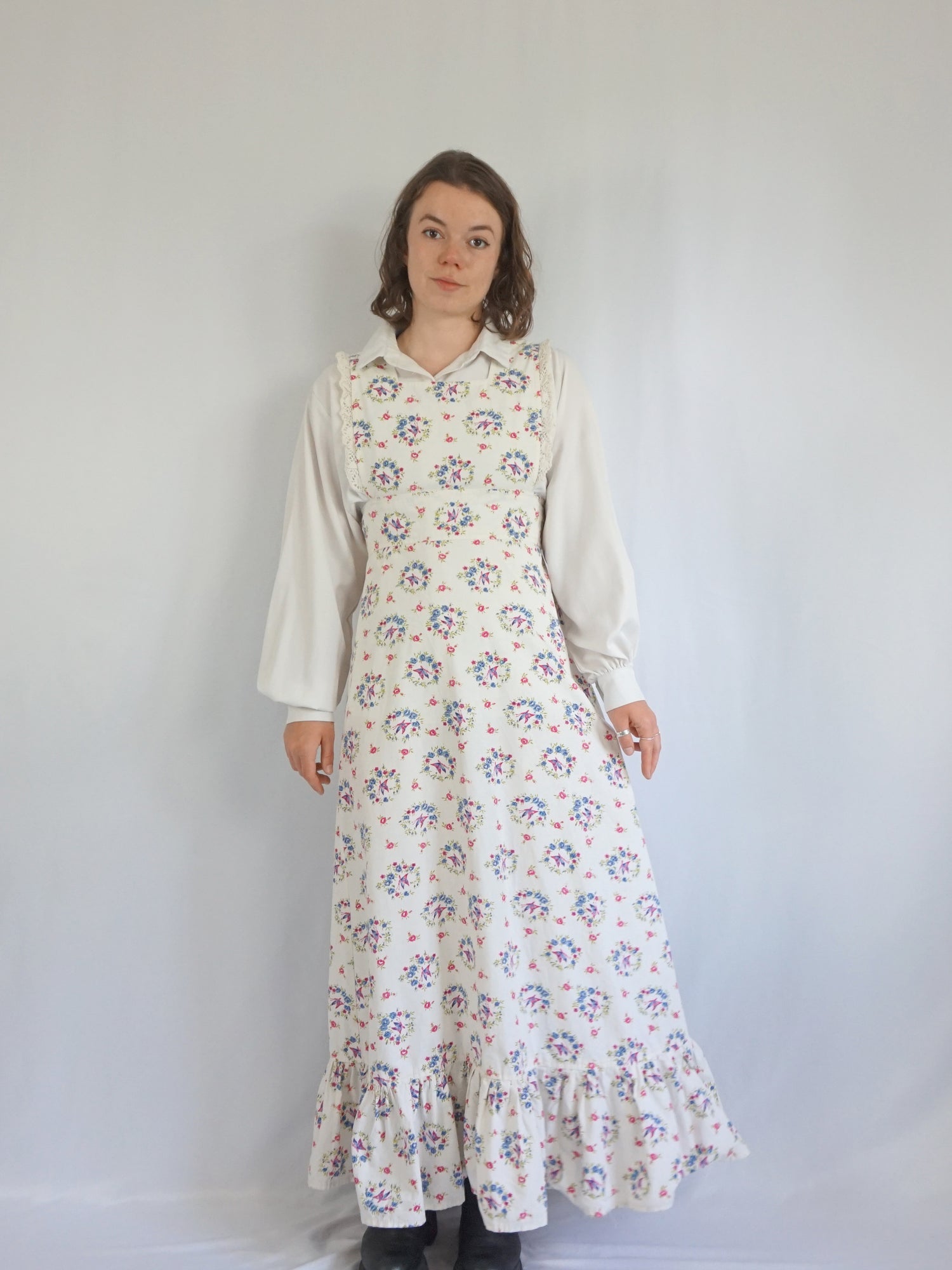 Vintage 70s Butterfly Patterned Pinafore Dress - S Vintage 70s Butterfly Patterned Pinafore Dress - S