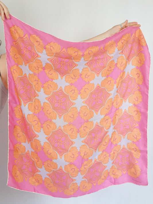 Pink Silk Floral Scarf