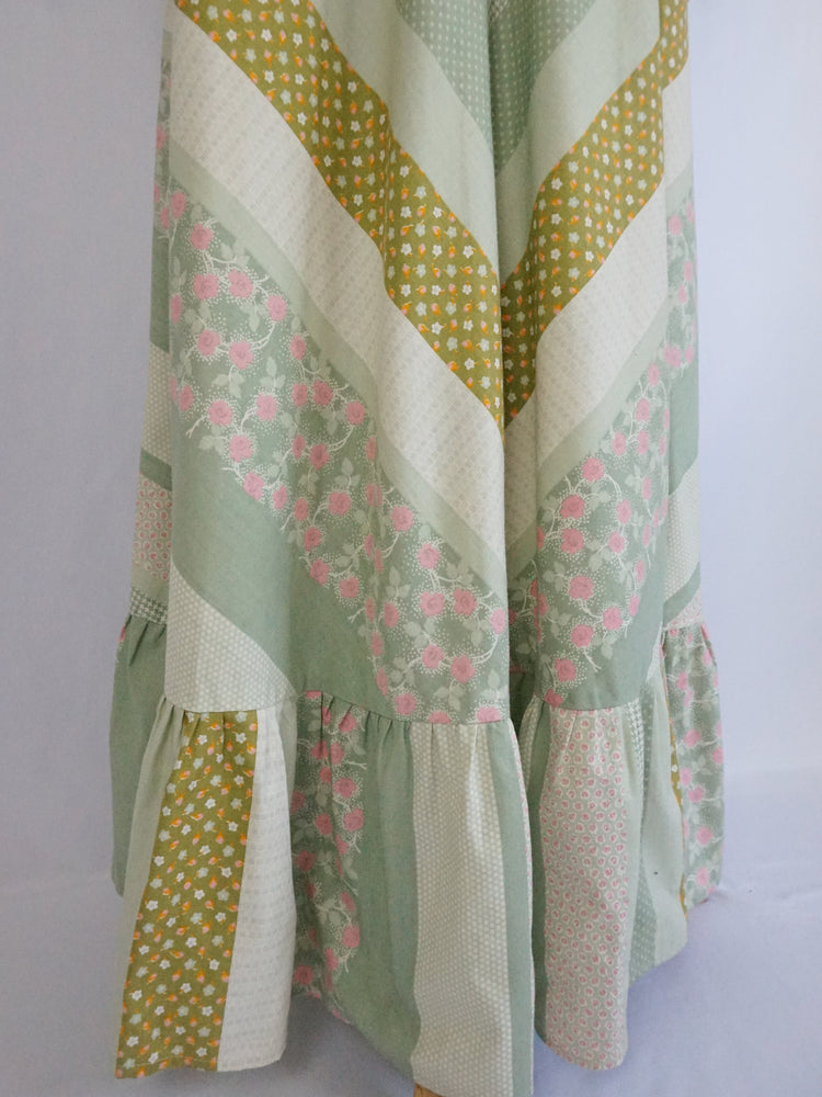Green Panelled Patchwork Dress - XS/S