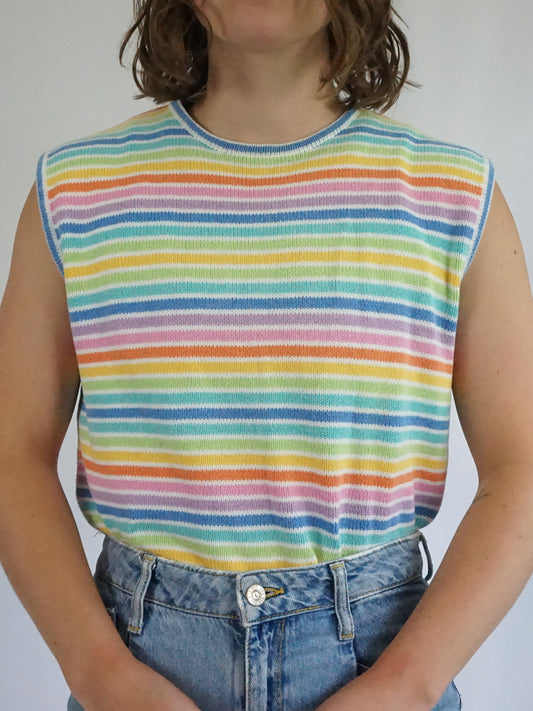 Multicolour Striped Vest - L