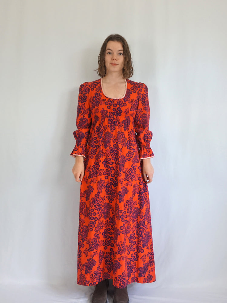 Red Laura Ashley 70s Dress - S