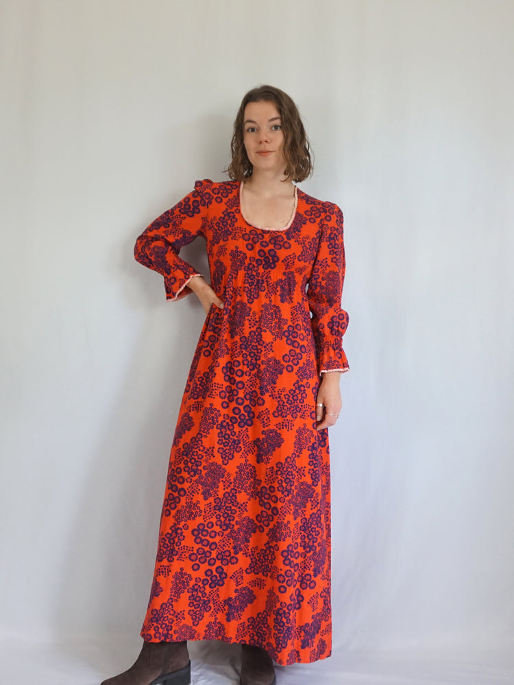 Red Laura Ashley 70s Dress - S