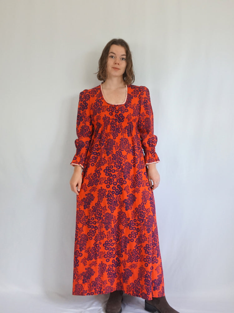 Red Laura Ashley 70s Dress - S