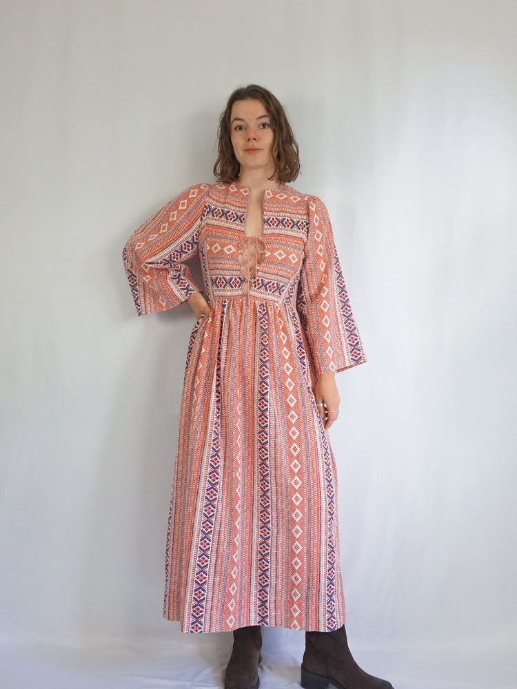 Funky Patterned Tie Dress - XS/S