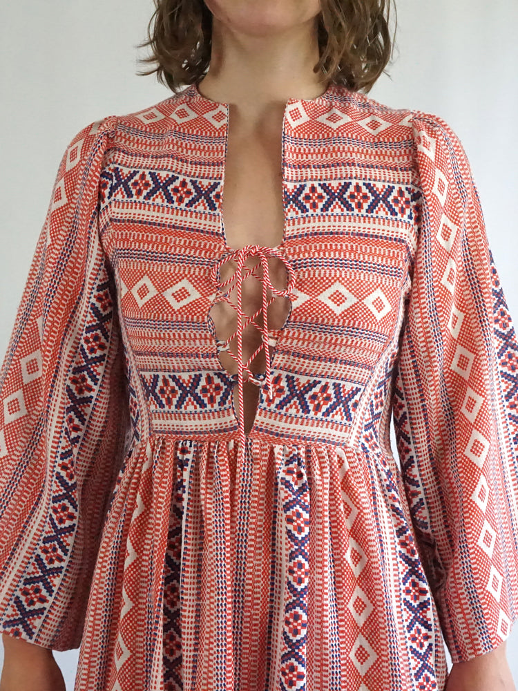 Funky Patterned Tie Dress - XS/S