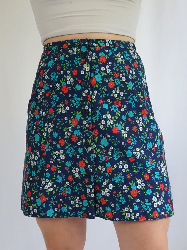 Floral Cotton Mini Skirt - 27"