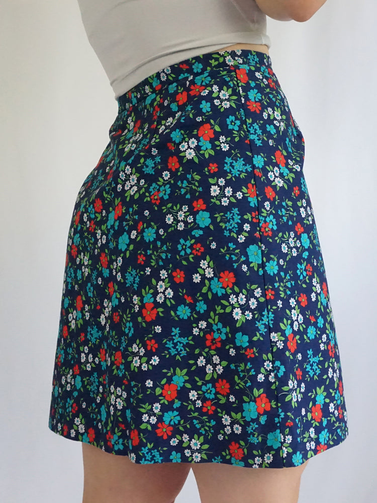 Floral Cotton Mini Skirt - 27"