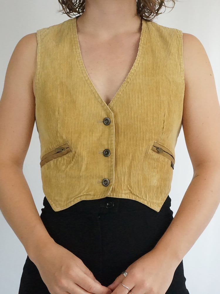 Sand Brown Corduroy Vest - S