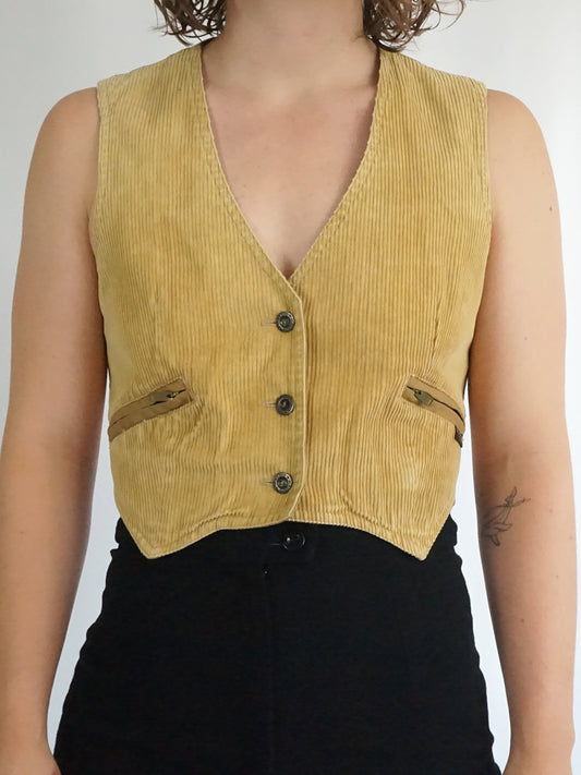 Sand Brown Corduroy Vest - S