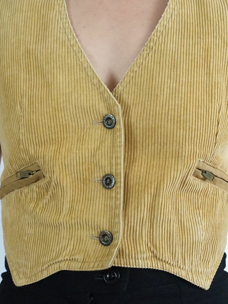 Sand Brown Corduroy Vest - S