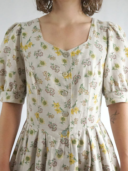 Floral Cotton Austrian Dress - M