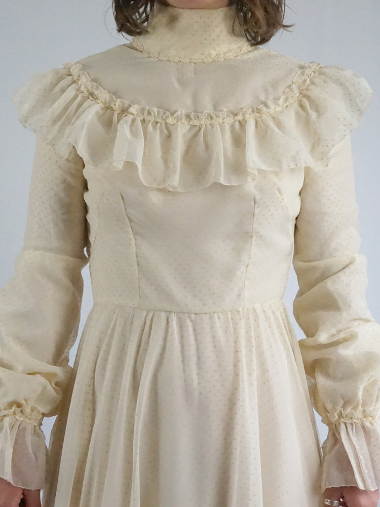 Ivory Patterned Wedding Dress - S
