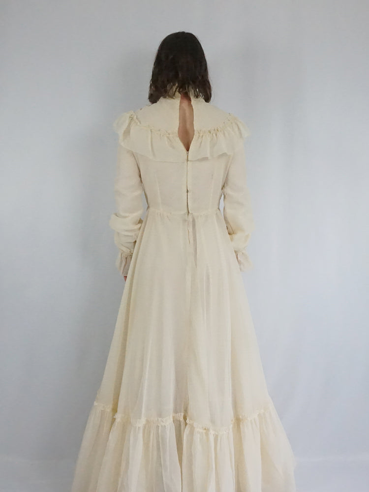 Ivory Patterned Wedding Dress - S