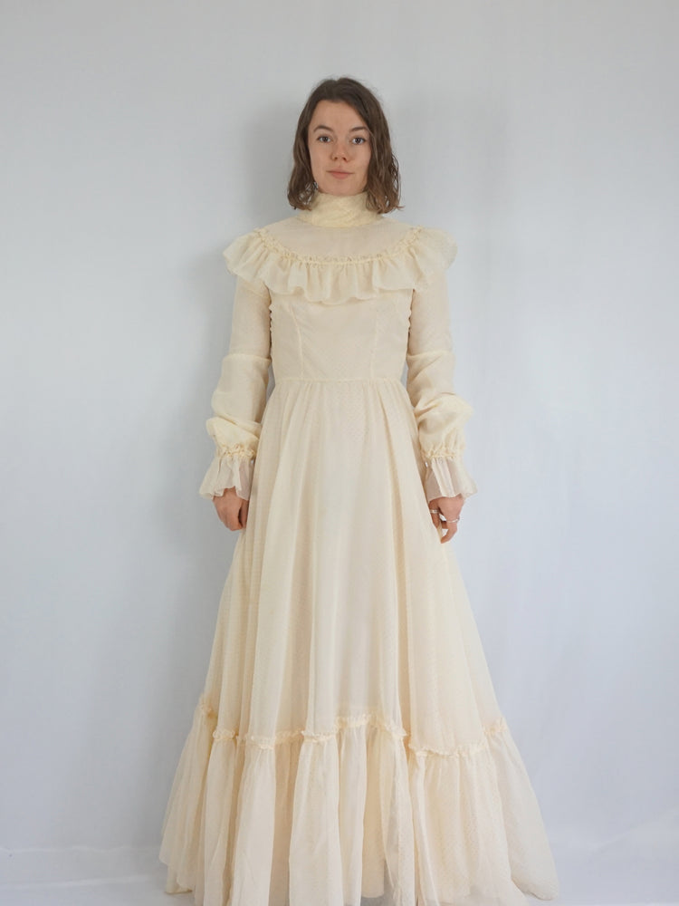 Ivory Patterned Wedding Dress - S