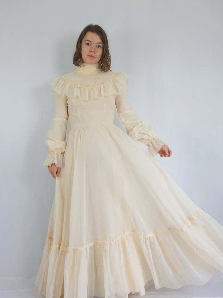 Ivory Patterned Wedding Dress - S