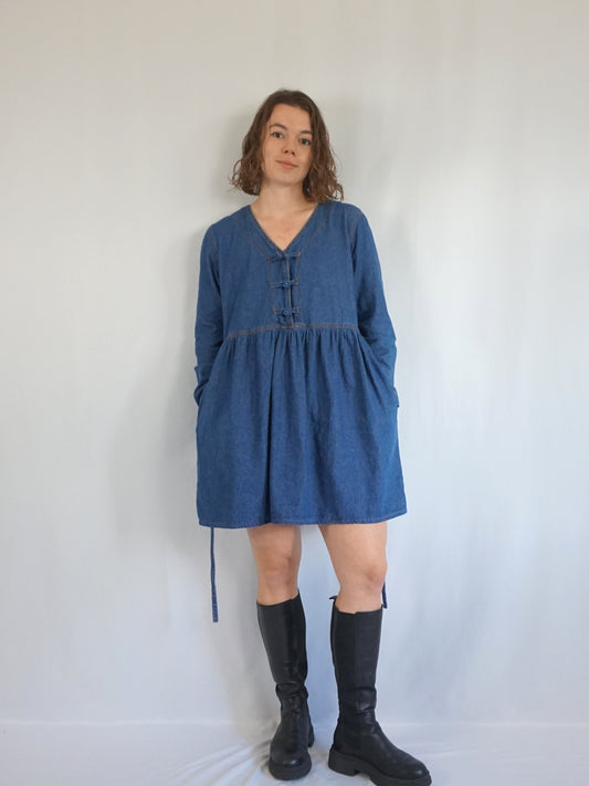 Denim Mini Dress - L