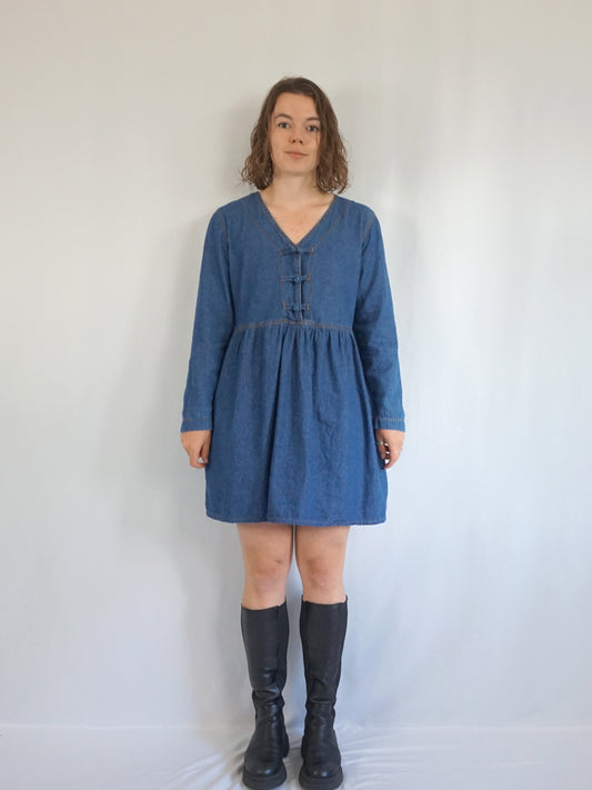 Denim Mini Dress - L