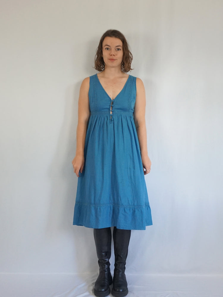 Dusky Blue Summer Dress - S