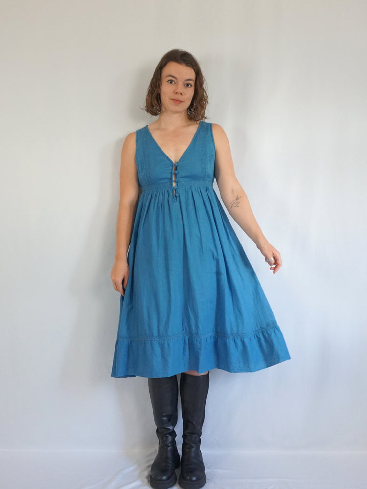 Dusky Blue Summer Dress - S