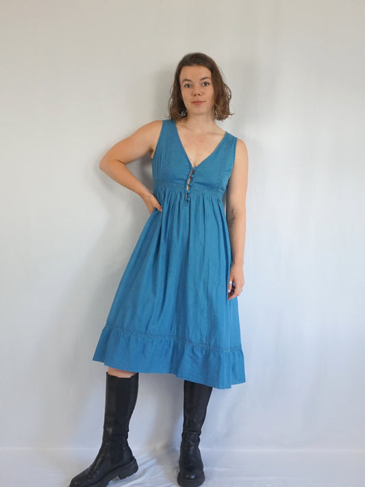Dusky Blue Summer Dress - S