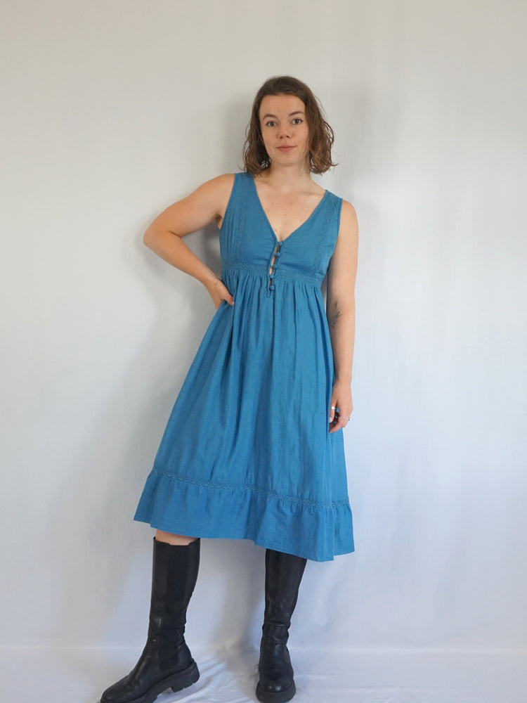 Dusky Blue Summer Dress - S
