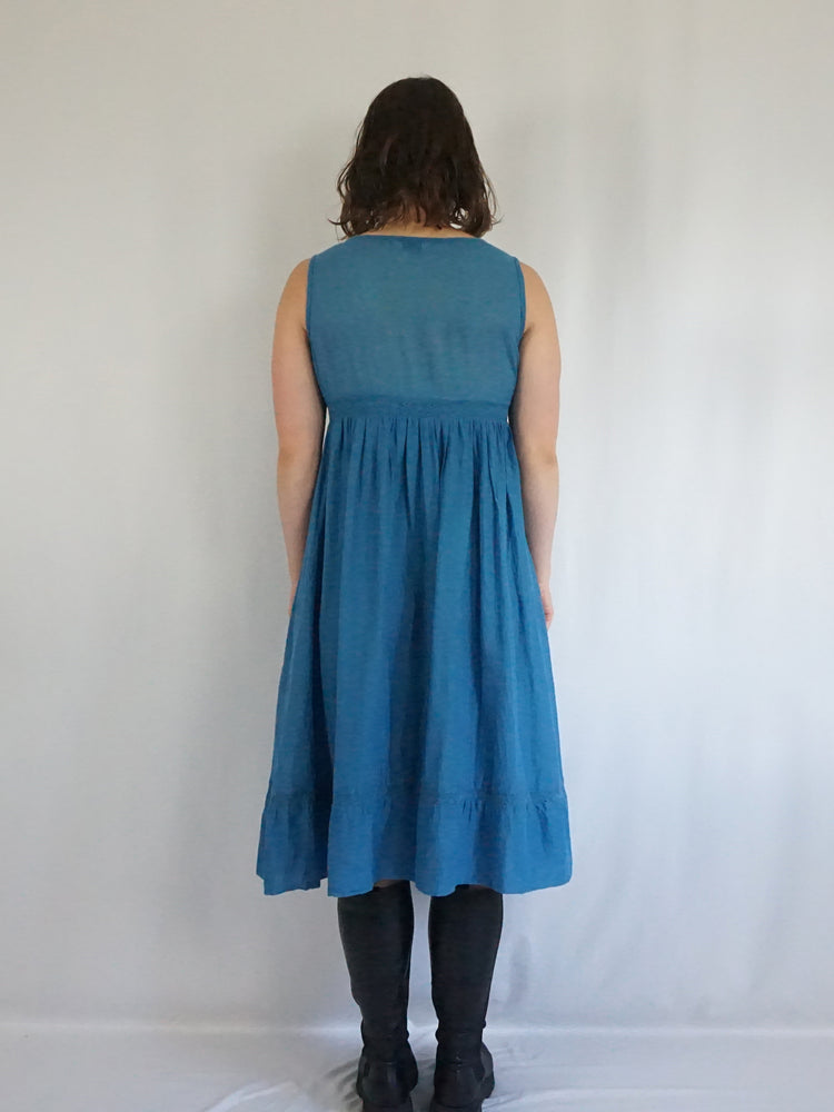 Dusky Blue Summer Dress - S