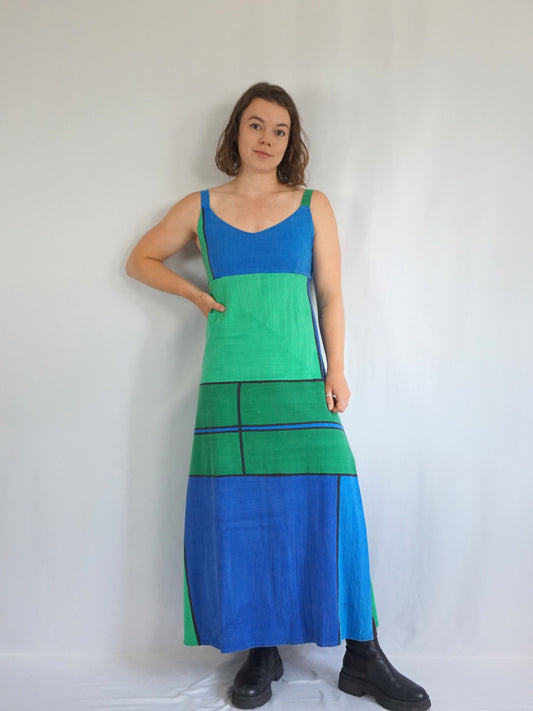 Backless Geometric Maxi Dress - S