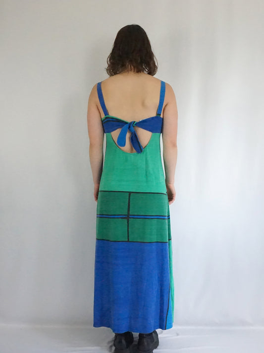 Backless Geometric Maxi Dress - S