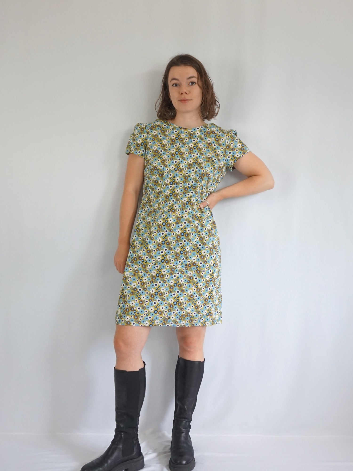 vintage 60s dress Vintage 60s Flower Power Mini Dress - M
