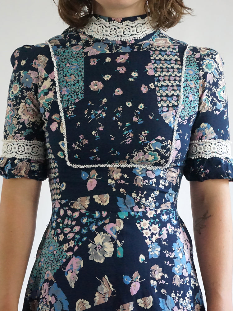 Floral Patchwork Cotton Dress - XS/S