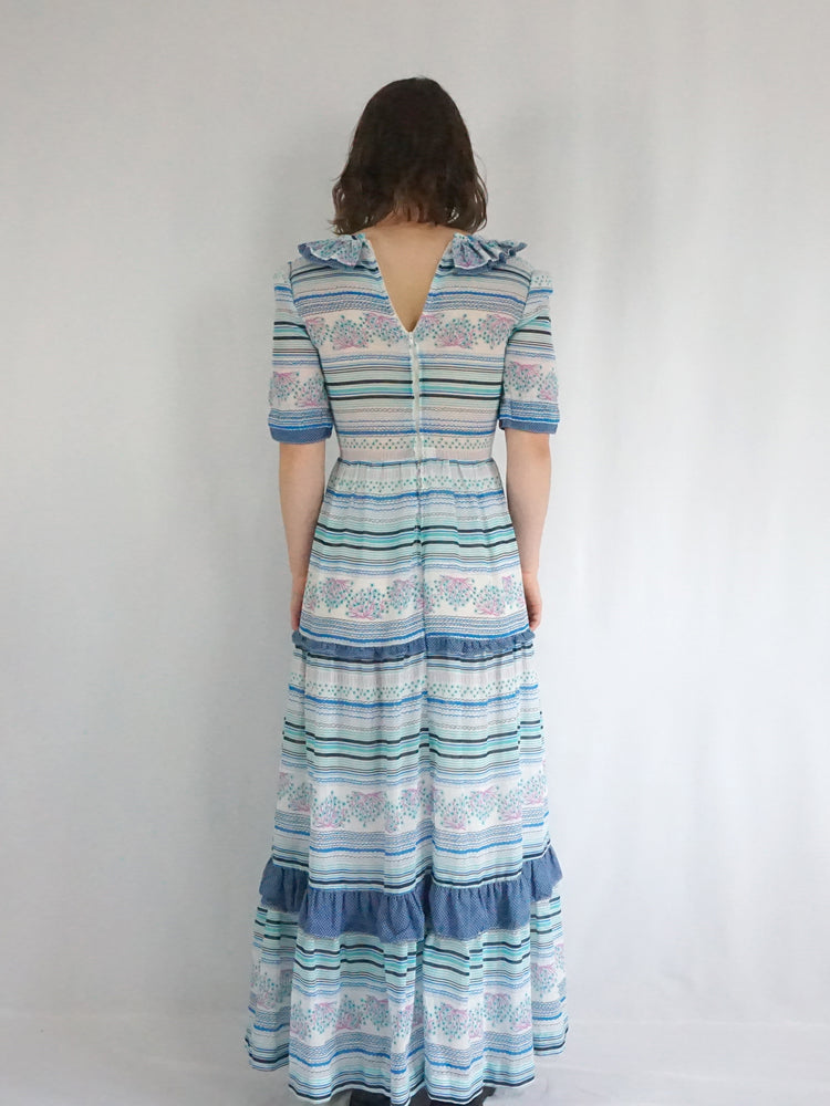 Light Blue Patterned Maxi Dress - S