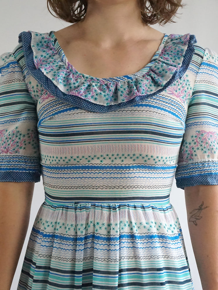 Light Blue Patterned Maxi Dress - S