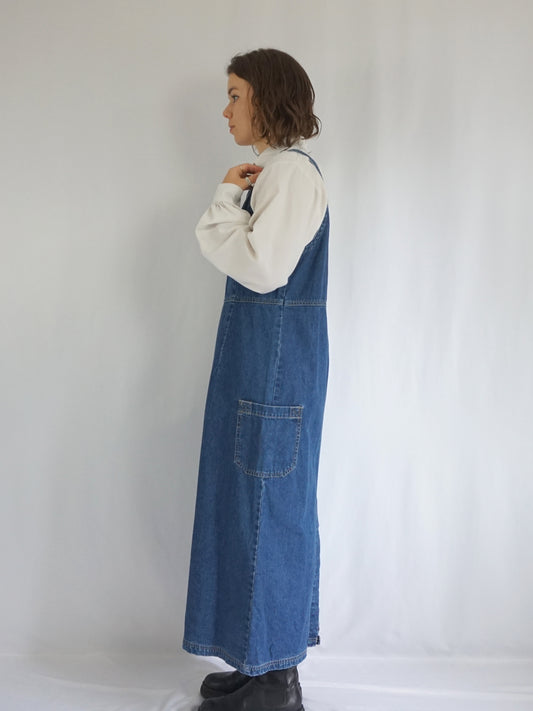 Denim Pinafore Dress - M