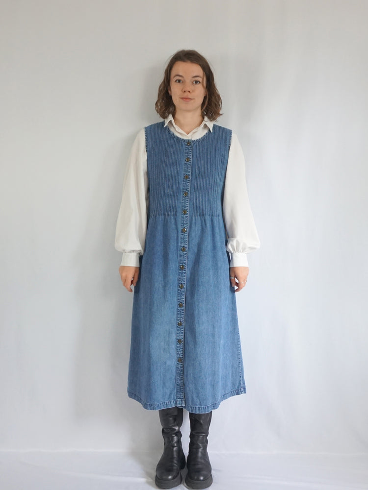 Blue Denim Midi Dress - M