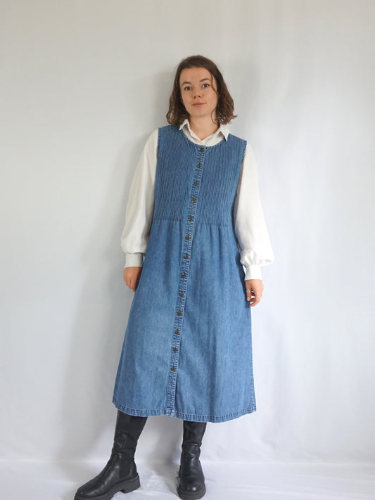 Blue Denim Midi Dress - M