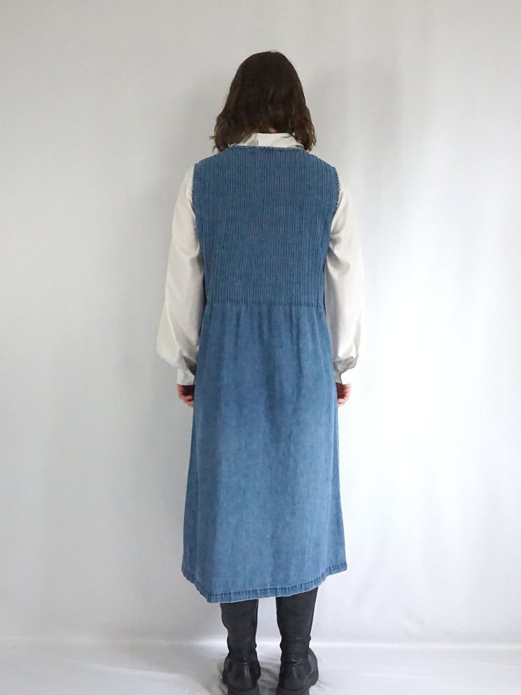 Blue Denim Midi Dress - M