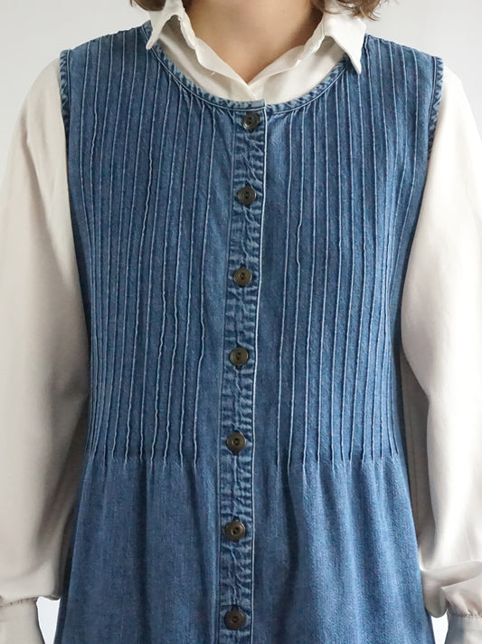 Blue Denim Midi Dress - M