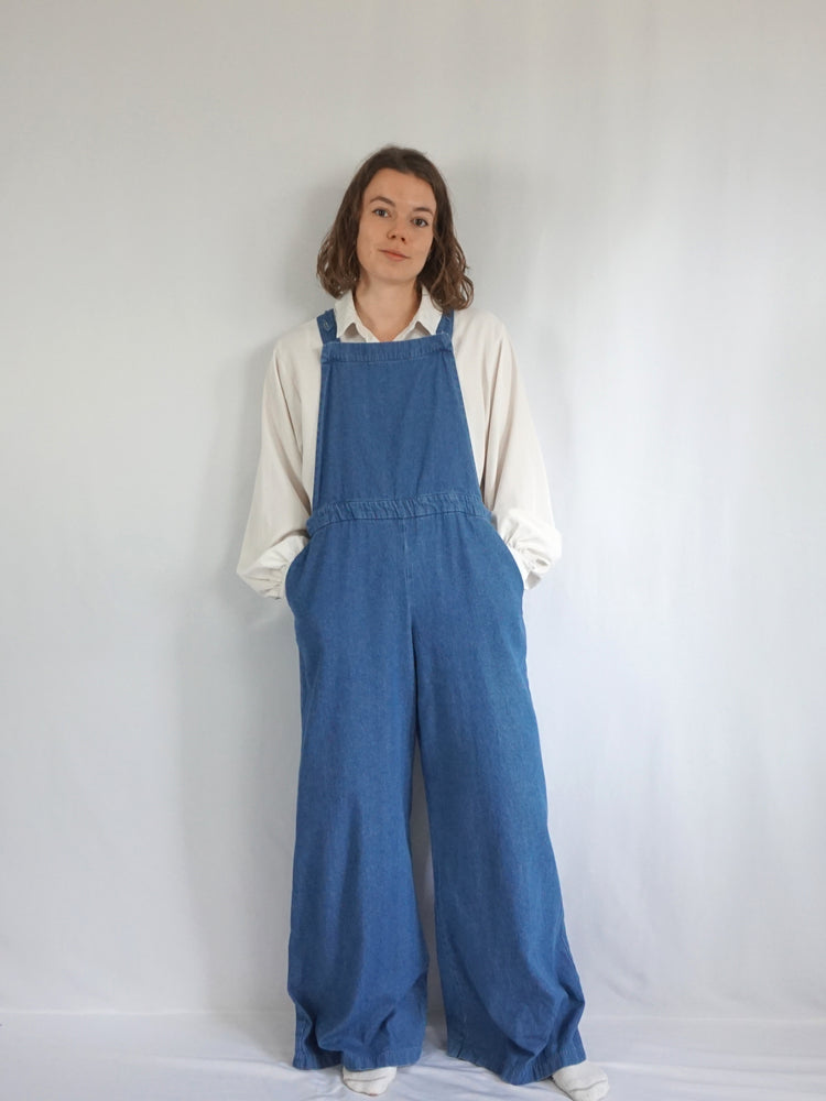 Denim Wide Leg Jumpsuit - L
