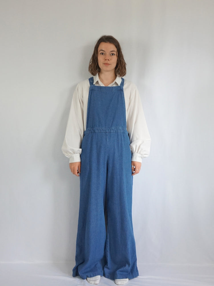 Denim Wide Leg Jumpsuit - L
