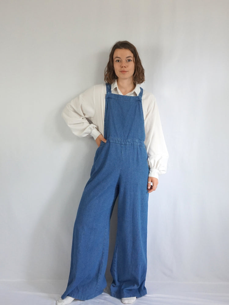 Denim Wide Leg Jumpsuit - L