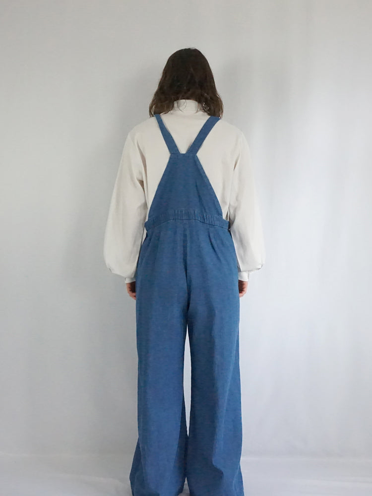 Denim Wide Leg Jumpsuit - L