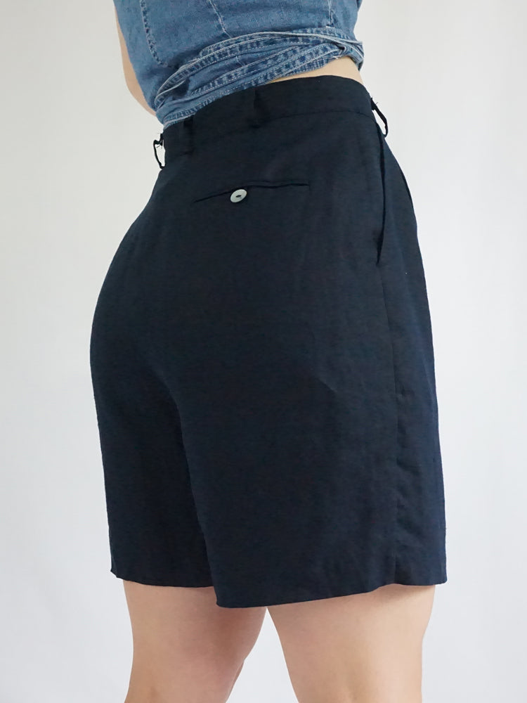 Laura Ashley Navy Linen Shorts - 27"