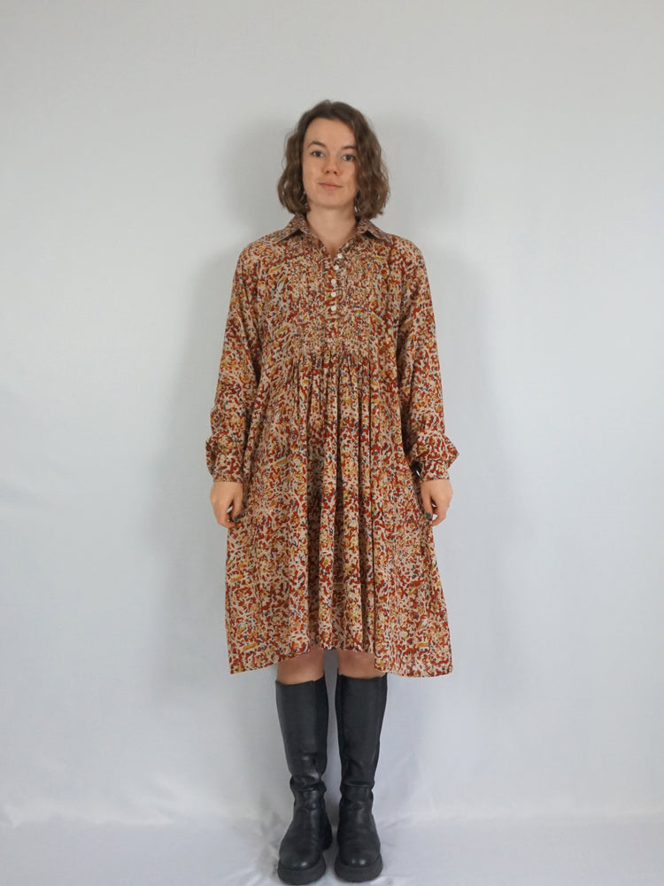 Indian Cotton Smocked Dress - L/XL