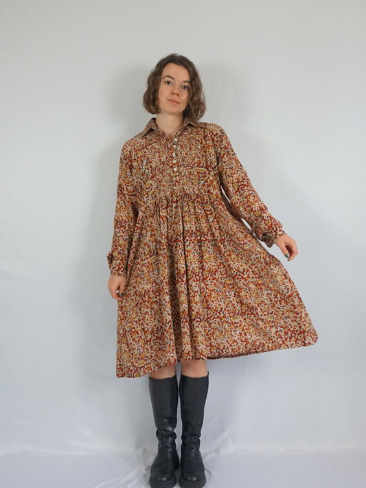 Indian Cotton Smocked Dress - L/XL