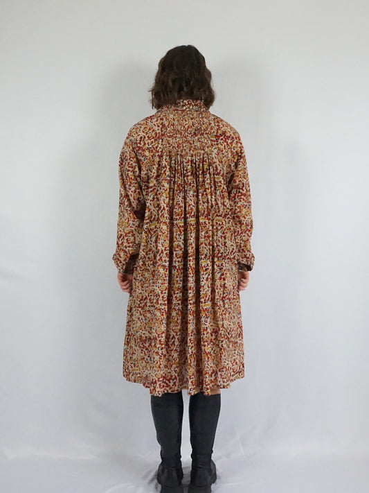 Indian Cotton Smocked Dress - L/XL