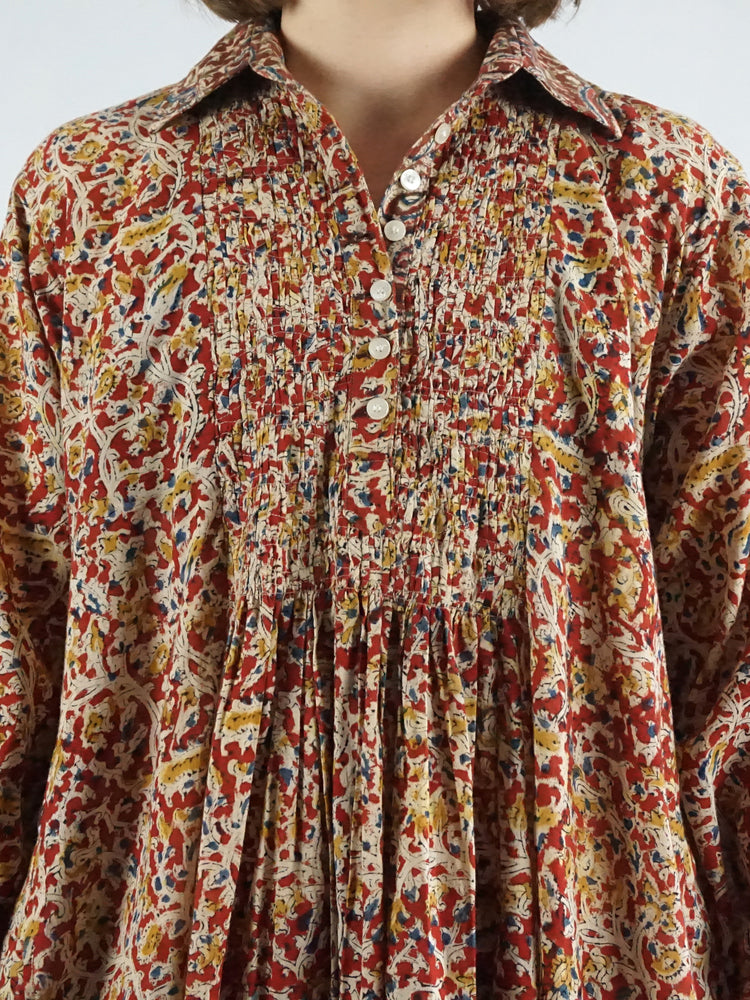 Indian Cotton Smocked Dress - L/XL
