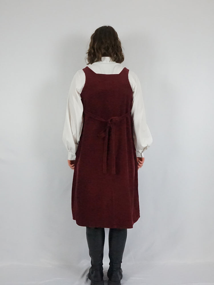 Burgundy Corduroy Midi Dress - S